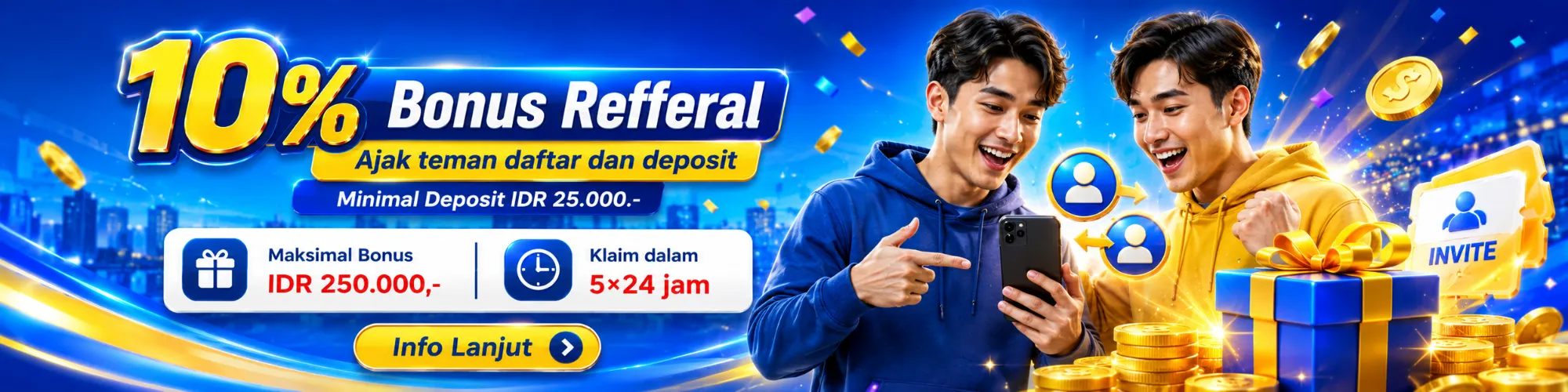 Promo bonus referral 10% KINGPRO88 untuk ajak teman daftar dan deposit